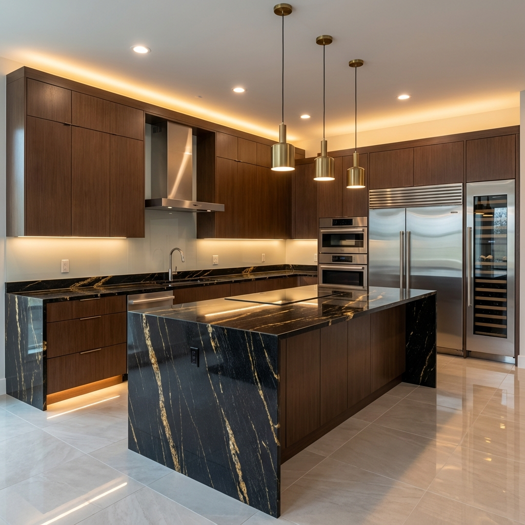 Luxury Kitchen with Black Granite